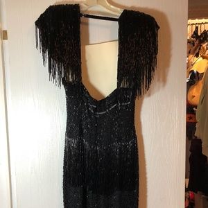 Black sequined cocktail dress